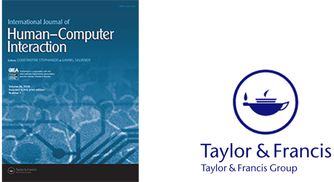 Front page of the International Journal of Human–Computer Interaction, and logo of the Taylor & Francis publishing house.